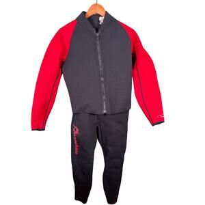 Bareskins 2pc Wetsuit Men's Large Black Red Swimming Snorkeling Diving Swimwear